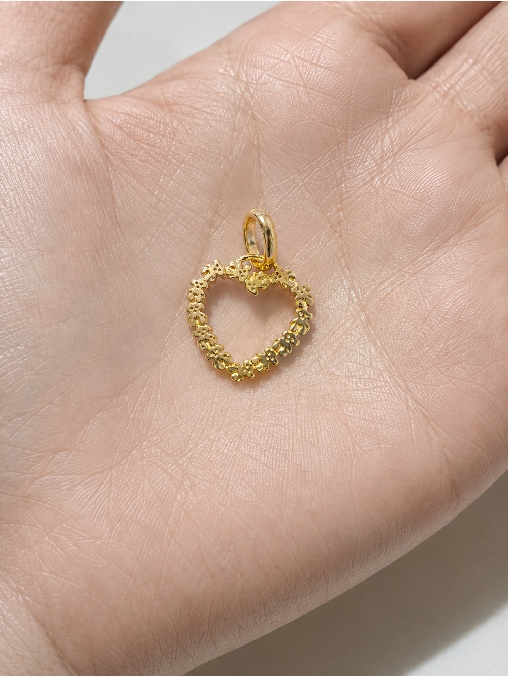Gold Heart Floral Pendant Charm - Women Jewelry